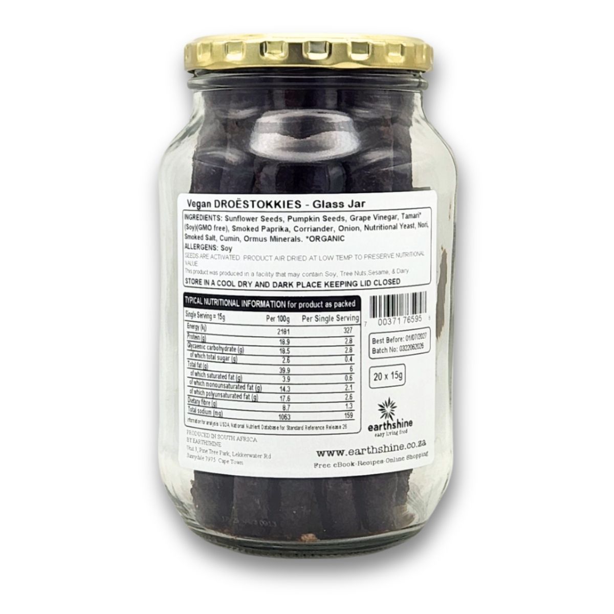 Vegan Droëstokkies 20 x 15g sticks in Glass Jar - Image 2